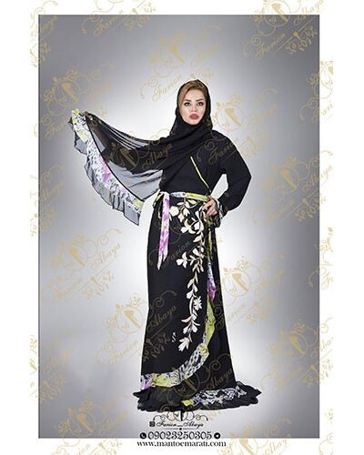 مانتو عربی گلدار منجوق دوزی271